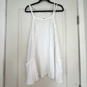 Aerie Waffle Gauze Strappy white Tank with pockets size small